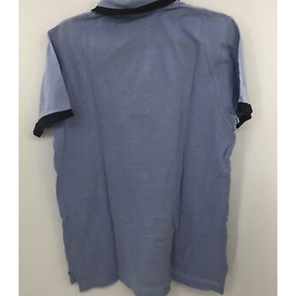 frescobol carioca mens light blue short sleeve polo with navy trim sz L - Picture 2 of 4